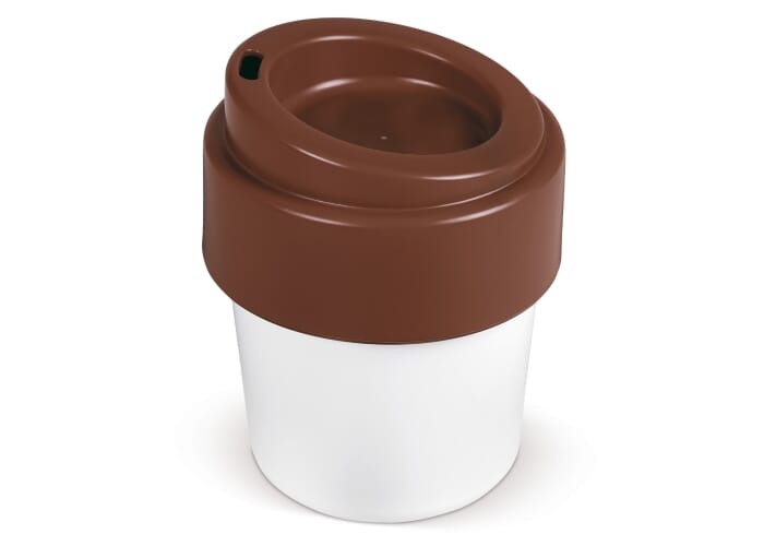 Tasse personnalisée avec couvercle 240 ml - Hot-but-cool Blanc et Marron